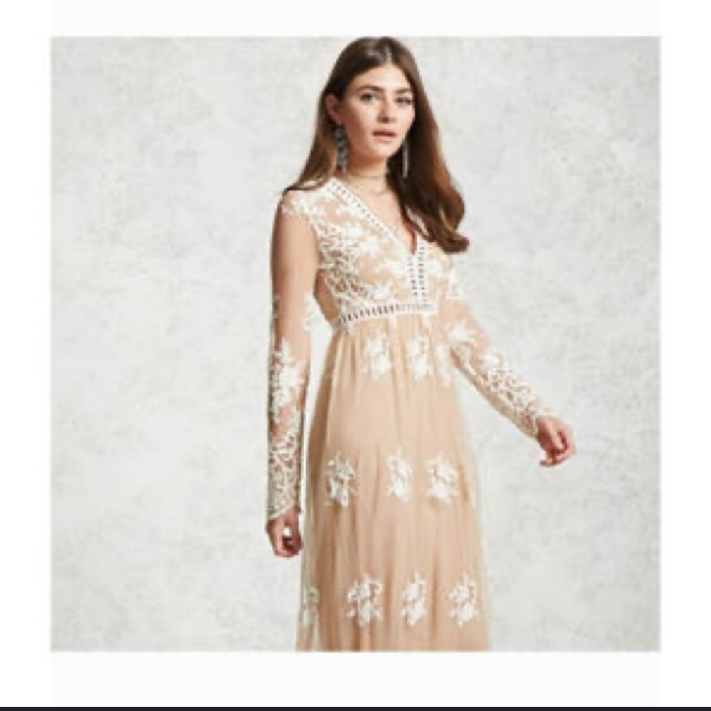 Forever 21 Lace, Plunge Bishop Sleeve Gown
